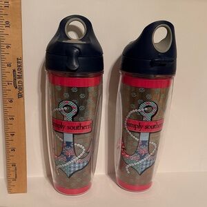 Two Southern Tervis Nautical Anchor Tumblers - Navy and Red